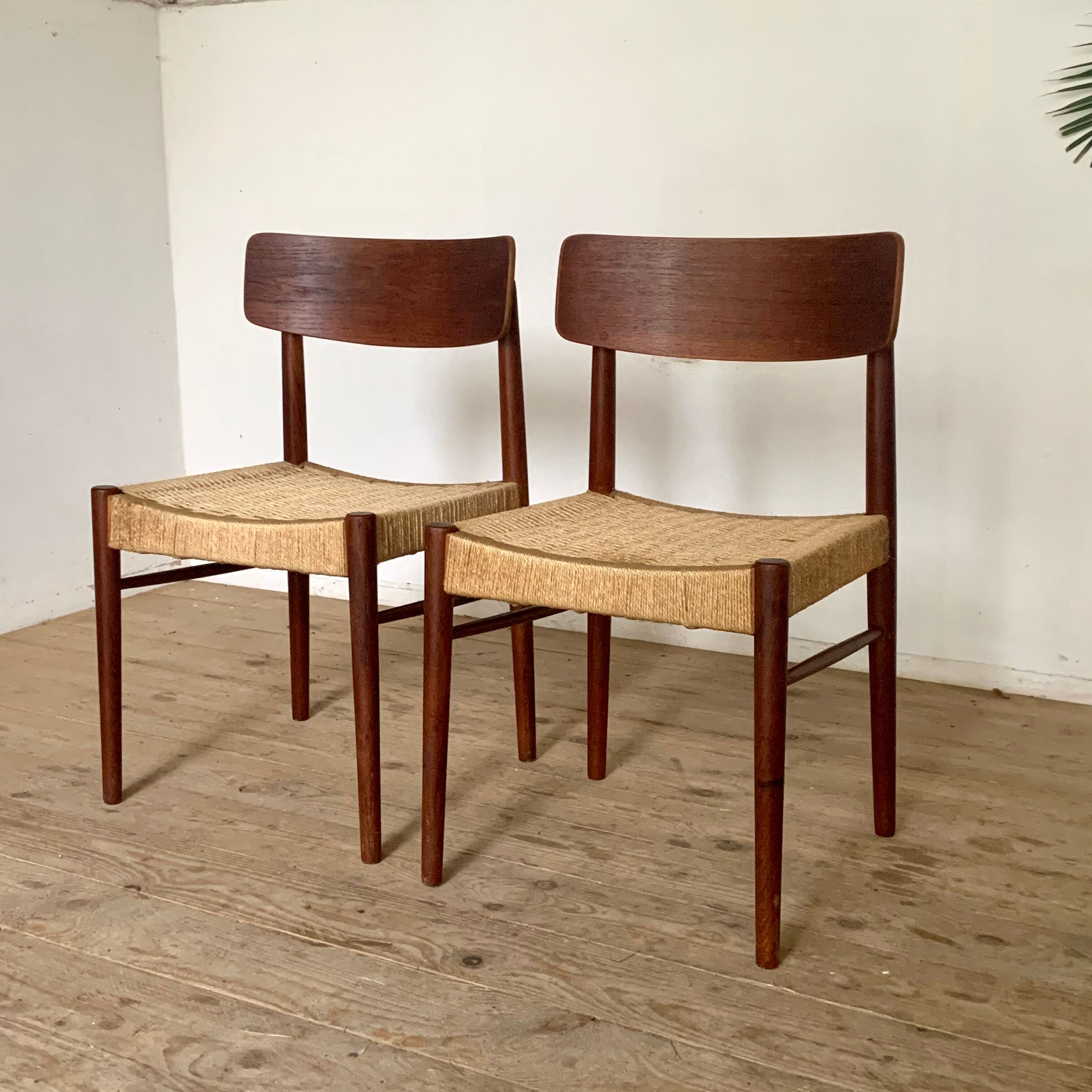 Chaise scandinave vintage en teck et cord