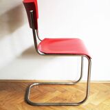Bright Red 1950's Modernist cantilevered Chair