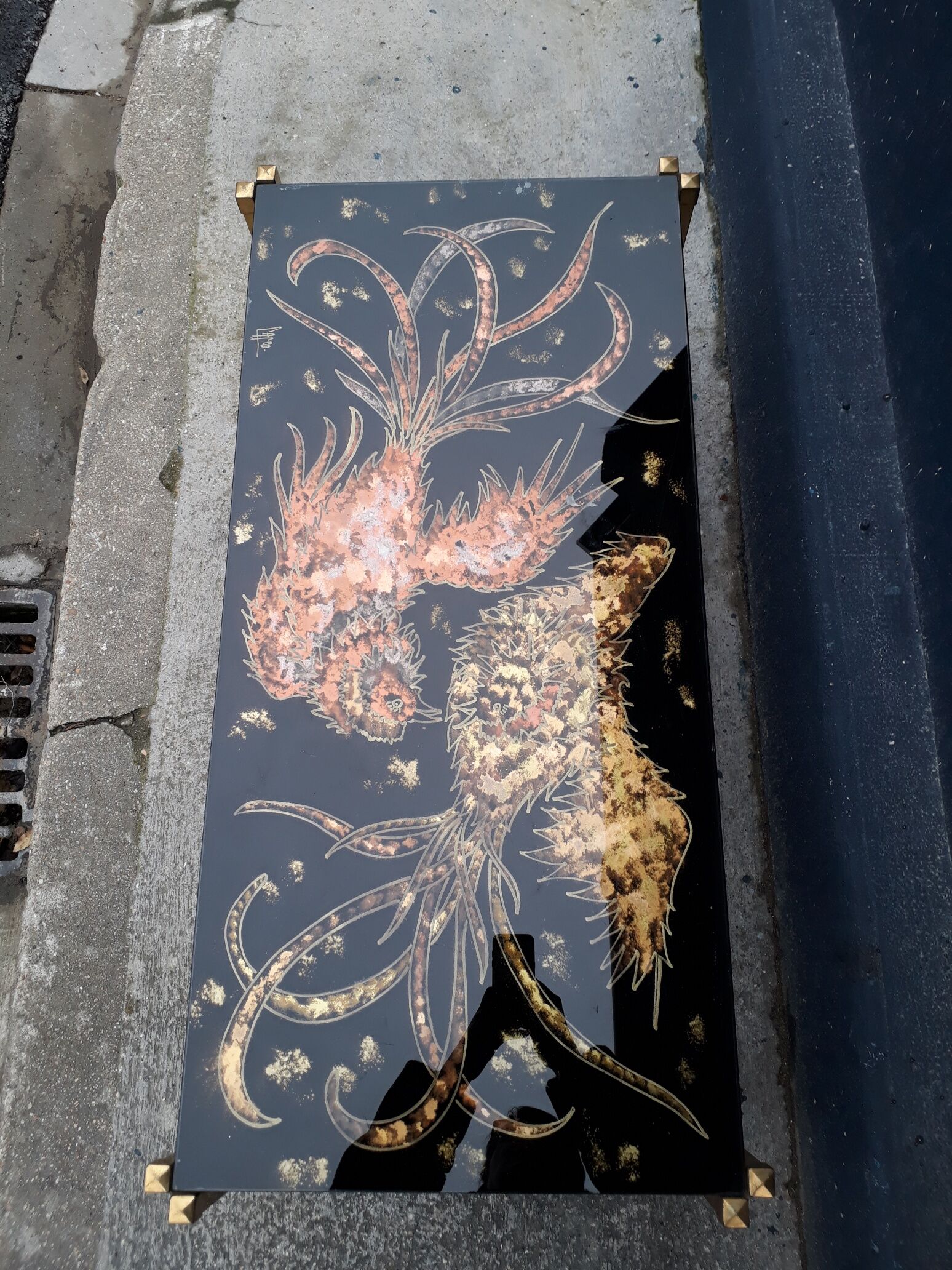 Lasco glass and brass coffee table