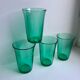 Set of 4 green water glasses 70s