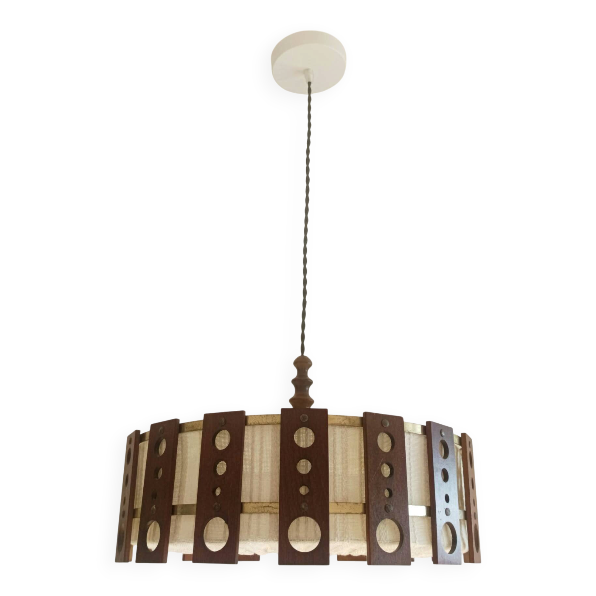 Suspension scandinave teck et tissu vers 1960