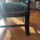 Antique prie-dieu chair in twisted black wood and blue velvet seat