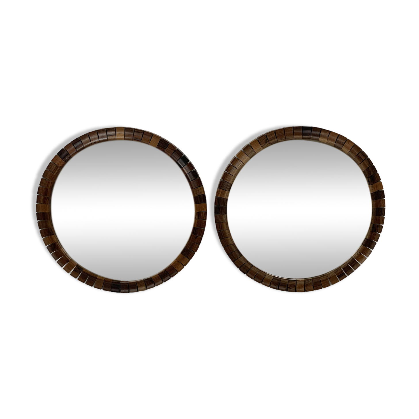 Pair of Danish midcentury teak rosewood cube mirrors, 1960s