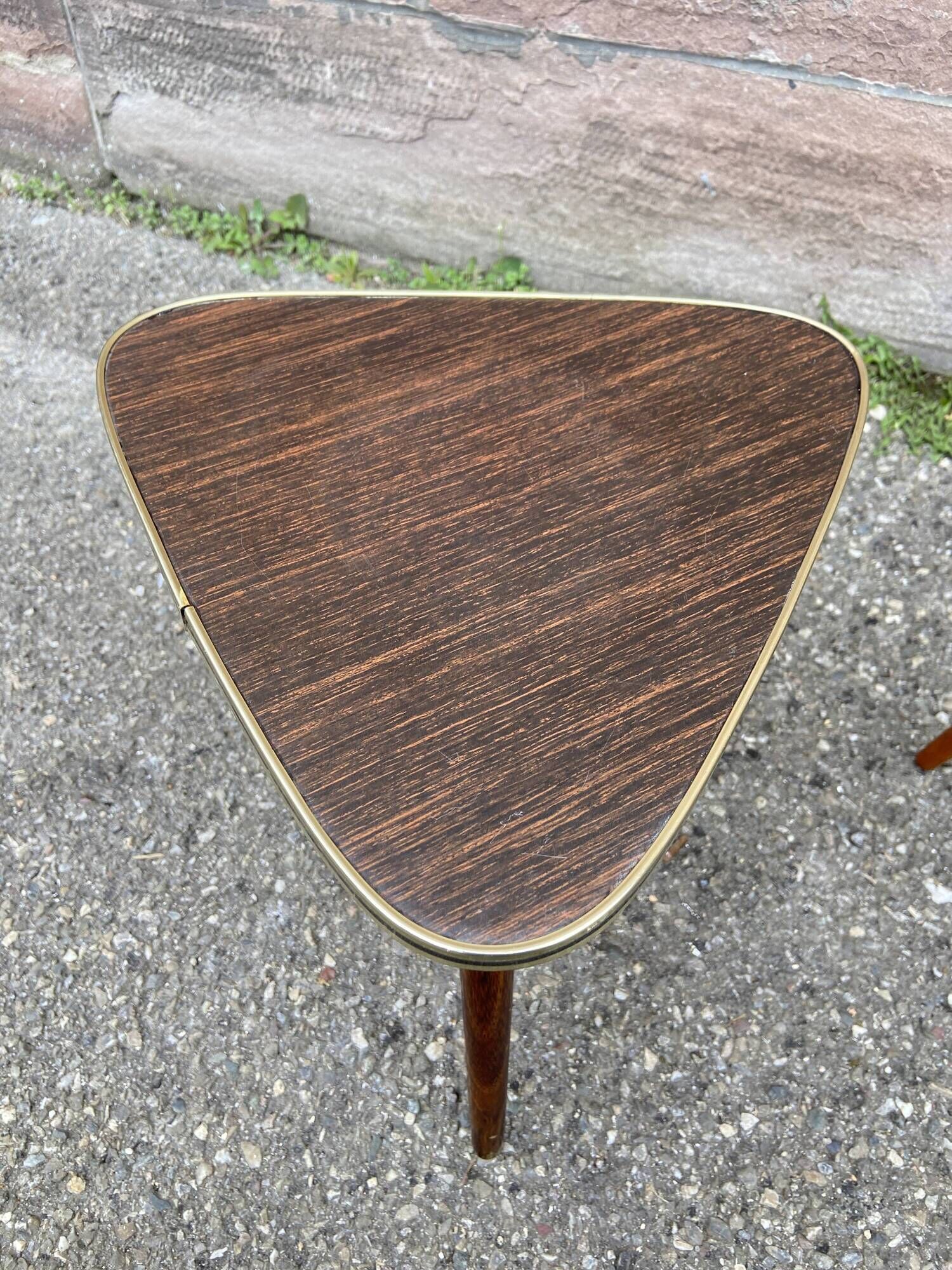 guéridon formica petite table basse vintage tripode porte plante midcentury 50s