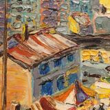 Painting Paris Flea Market, June 1962 - oil on panel