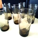 6 Verres couleur fumée Effet torse Années 70