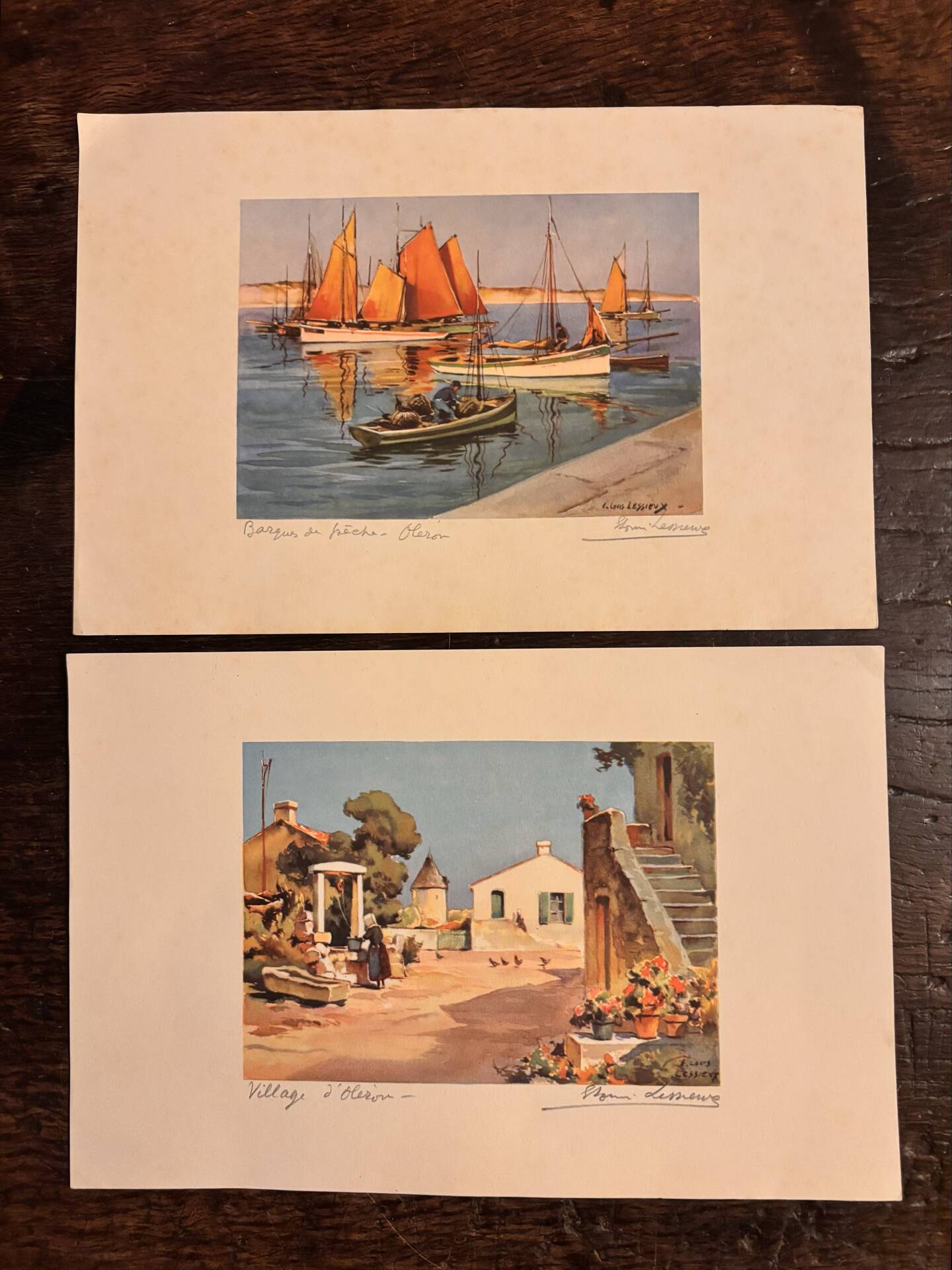 2 Estampes Anciennes / Lithographies. Île d'Oléron par Louis Lessieux