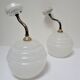 Pair of porcelain sconces brass glass of clchy white art deco