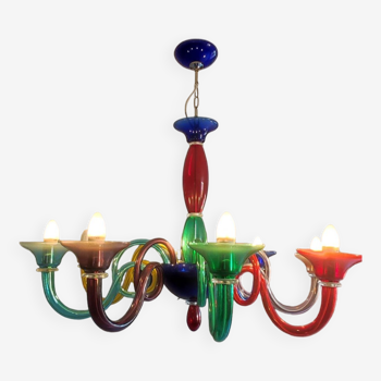 Lustre murano en verre soufflé venezia multicolor . chandelier 981/8m