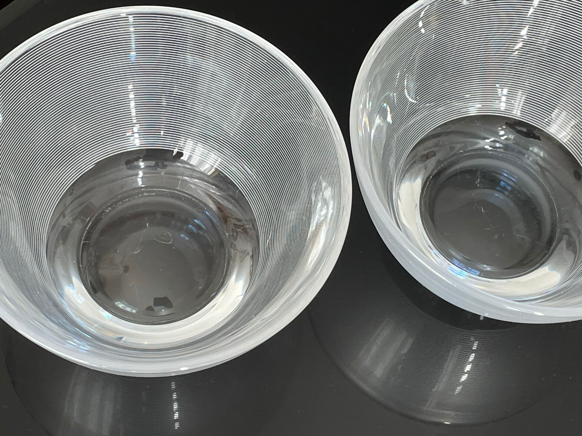 Pair of Large Salad Bowls in Modernist Crystal – Scandinavian Style / O