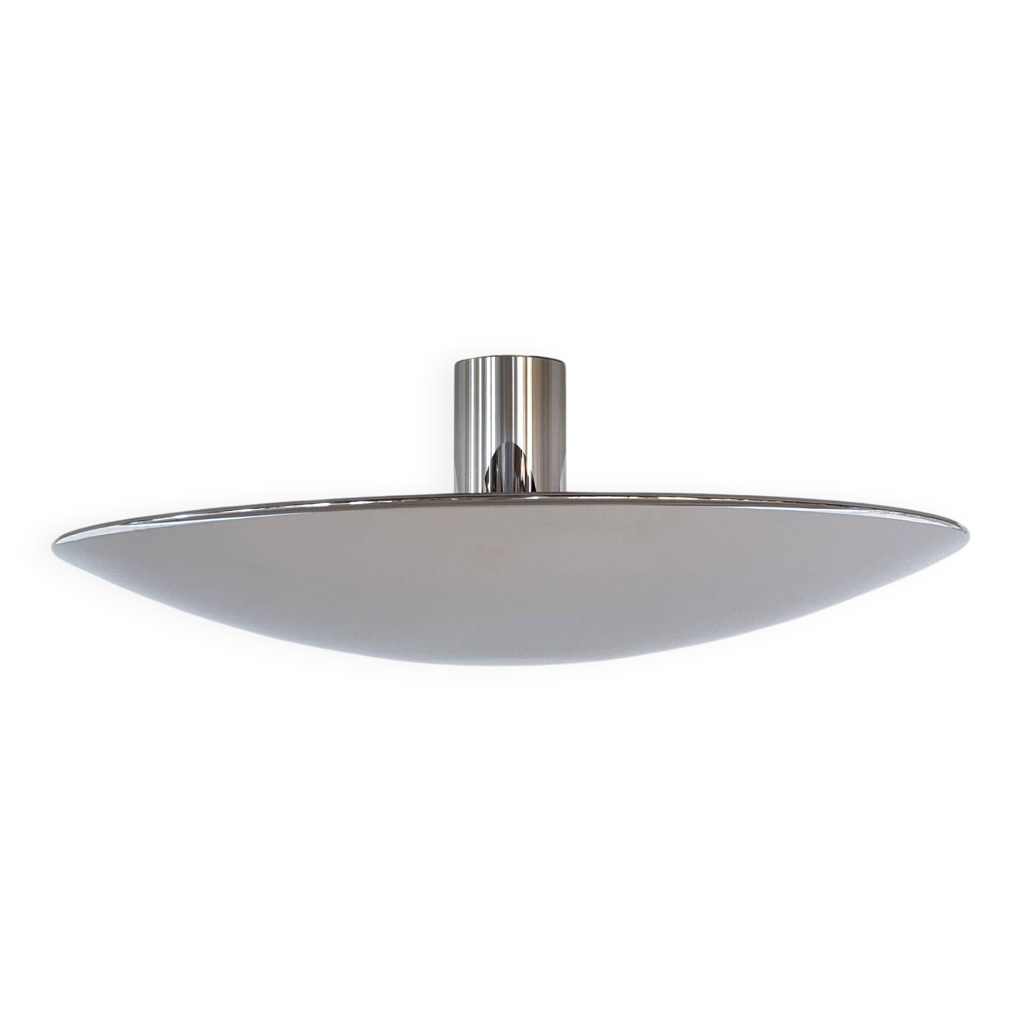 Florian Schulz Large Flush Mount Light Sela in polished Nickel, 1970s
