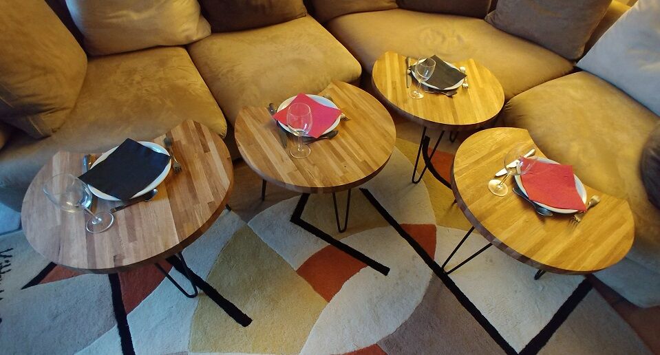 Industrial-style solid wood modular coffee table