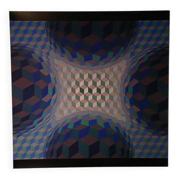 Plate by Victor Vasarely – "Universal Structure of the Hexagon" – Op A