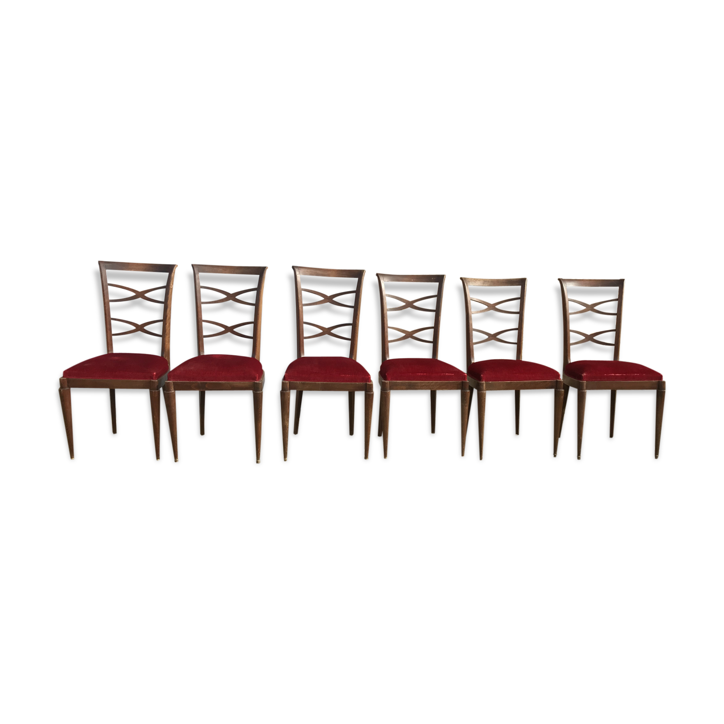 6 chairs art deco red velvet