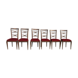 6 chairs art deco red velvet