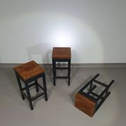 3 x tabourets de construction en chêne années 1960