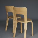 Chaises modèle 66 d'Alvar Aalto pour Artek, années 1980