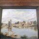 Oil on canvas signed Louis Galichon Riverbank landscape