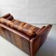 Vintage striped brown orange leather sofa (210 cm x 88 cm)