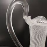 Murano Glass Pitcher Vase with White and Transparent Canes, Italy