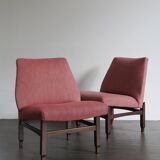 Couple of Italian midcentury modern design red armchairs 1950s
