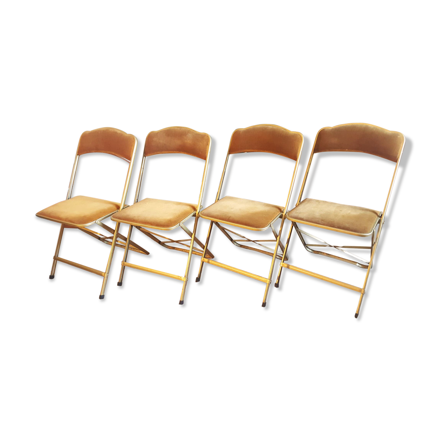 Série de 4 chaises pliantes Chaisor en velours moutarde