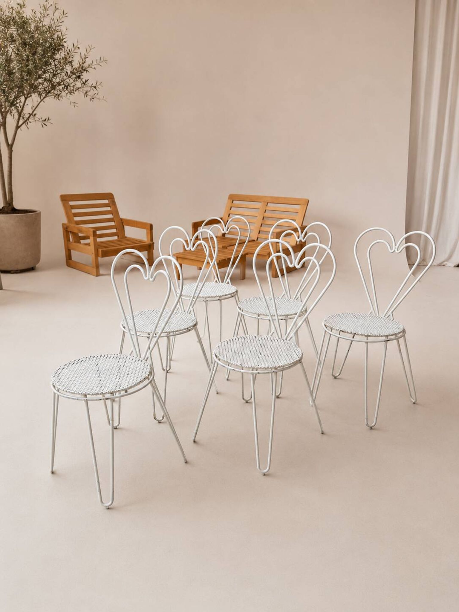 Garden chair "Cœur" attributed to Mathieu Matégot, perforated metal, years