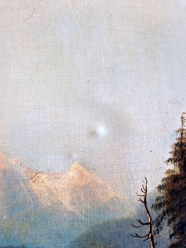 August Achilles (1798-1861) - Oil on canvas - Lakeside landscape in Switzerland