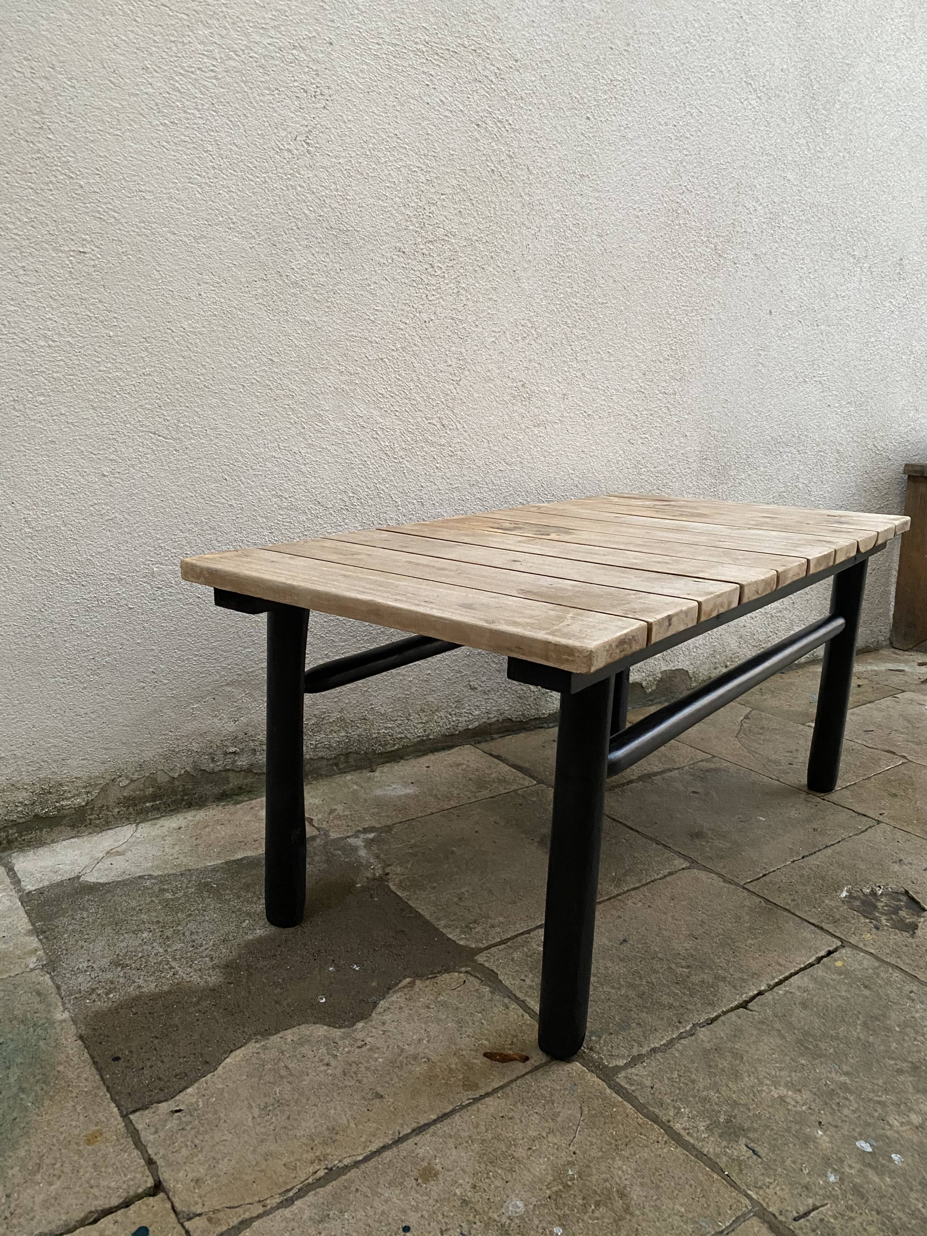 Banc bois brut noir