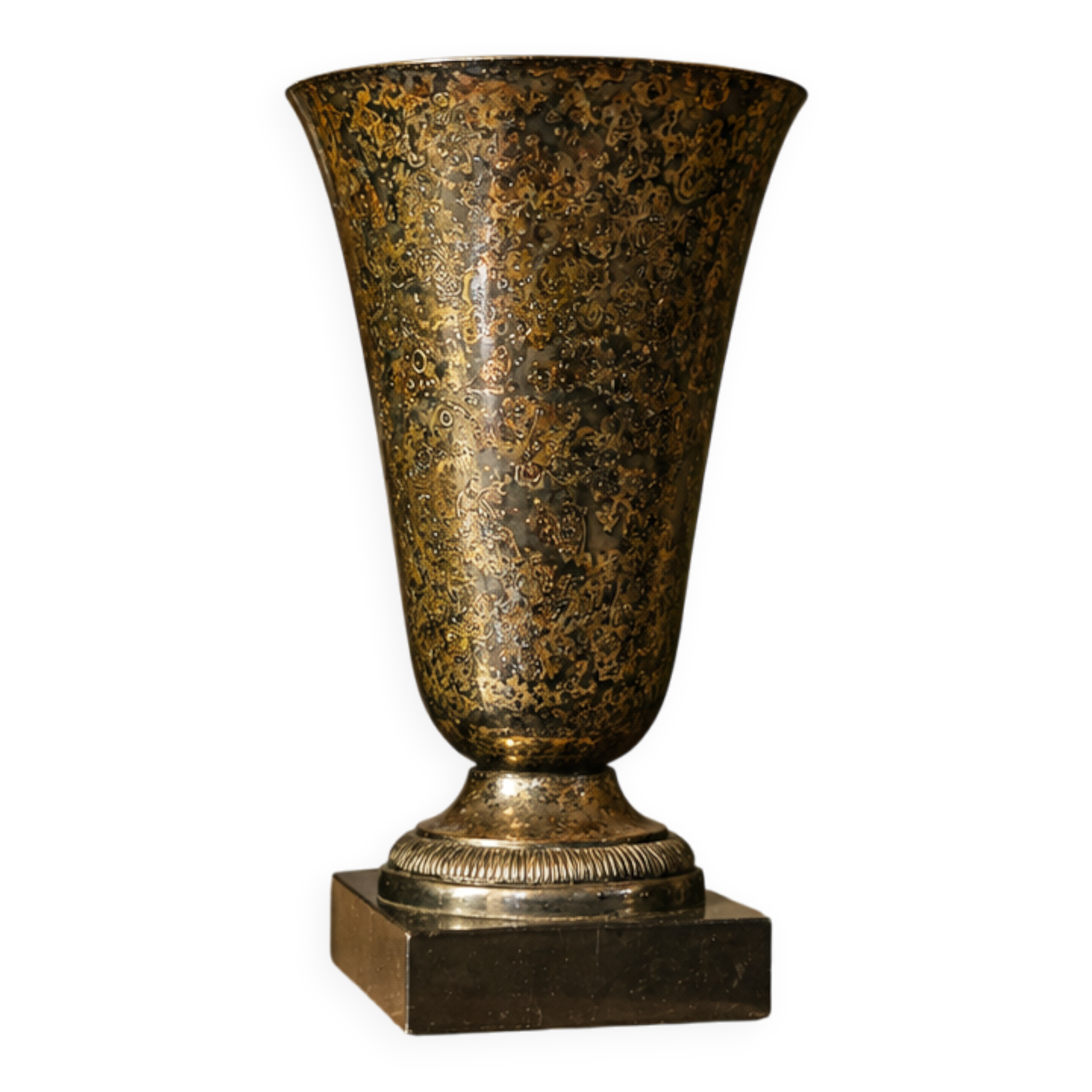 Antique Patinated Silver-Plated Metal Coupe – Vintage Decorative Bowl
