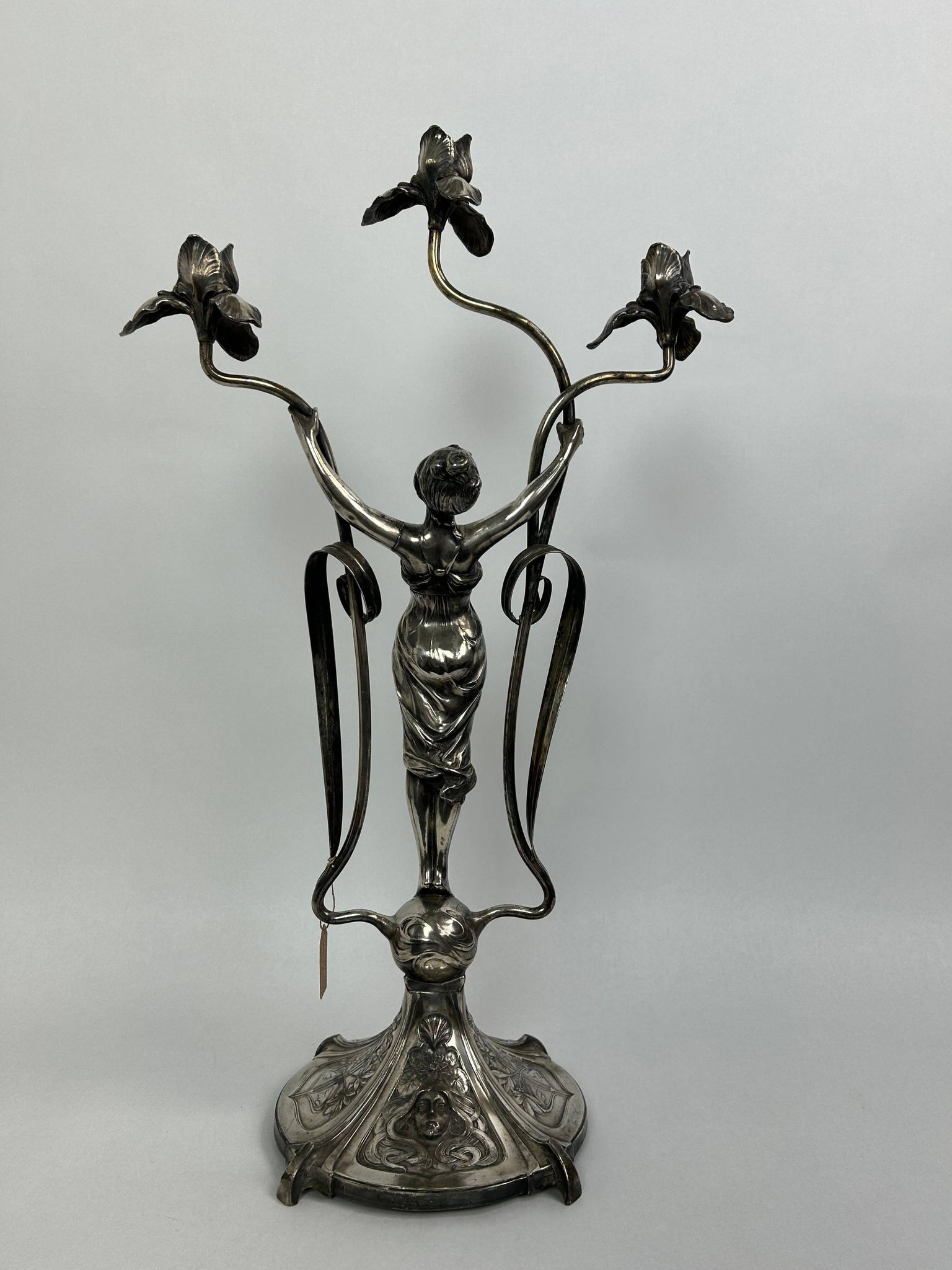 Large figurative chandelier with a femme fatale nymph.