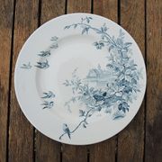 Old faïencerie de gien dessert plate: landscape decor
