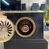 Napoleon III style fireplace clock in black marble and bronze