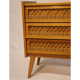 Commode vintage en bois et rotin 1960