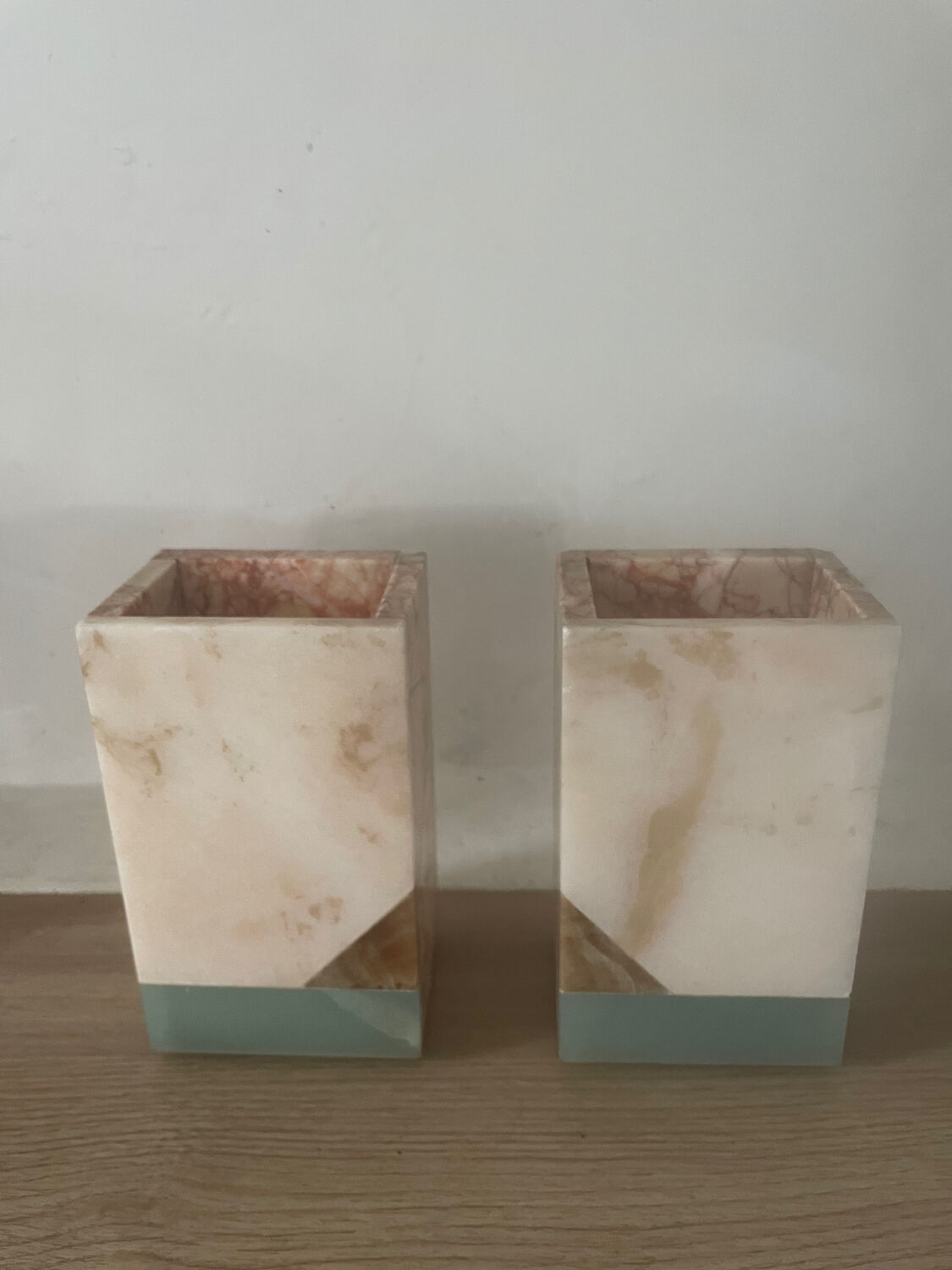 Pair of Art Deco marble and onyx bookends