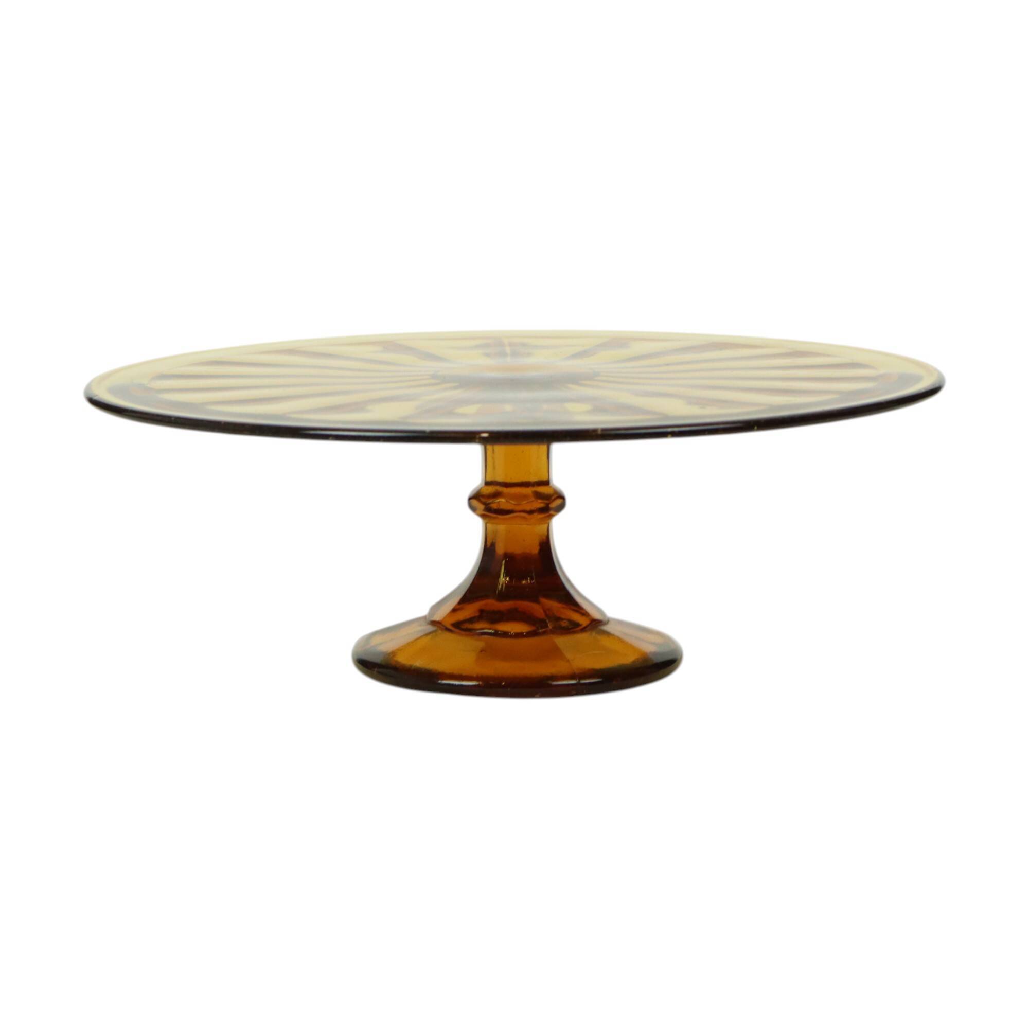 Amber Art Deco Cake Stand Pastry Dish Scailmont