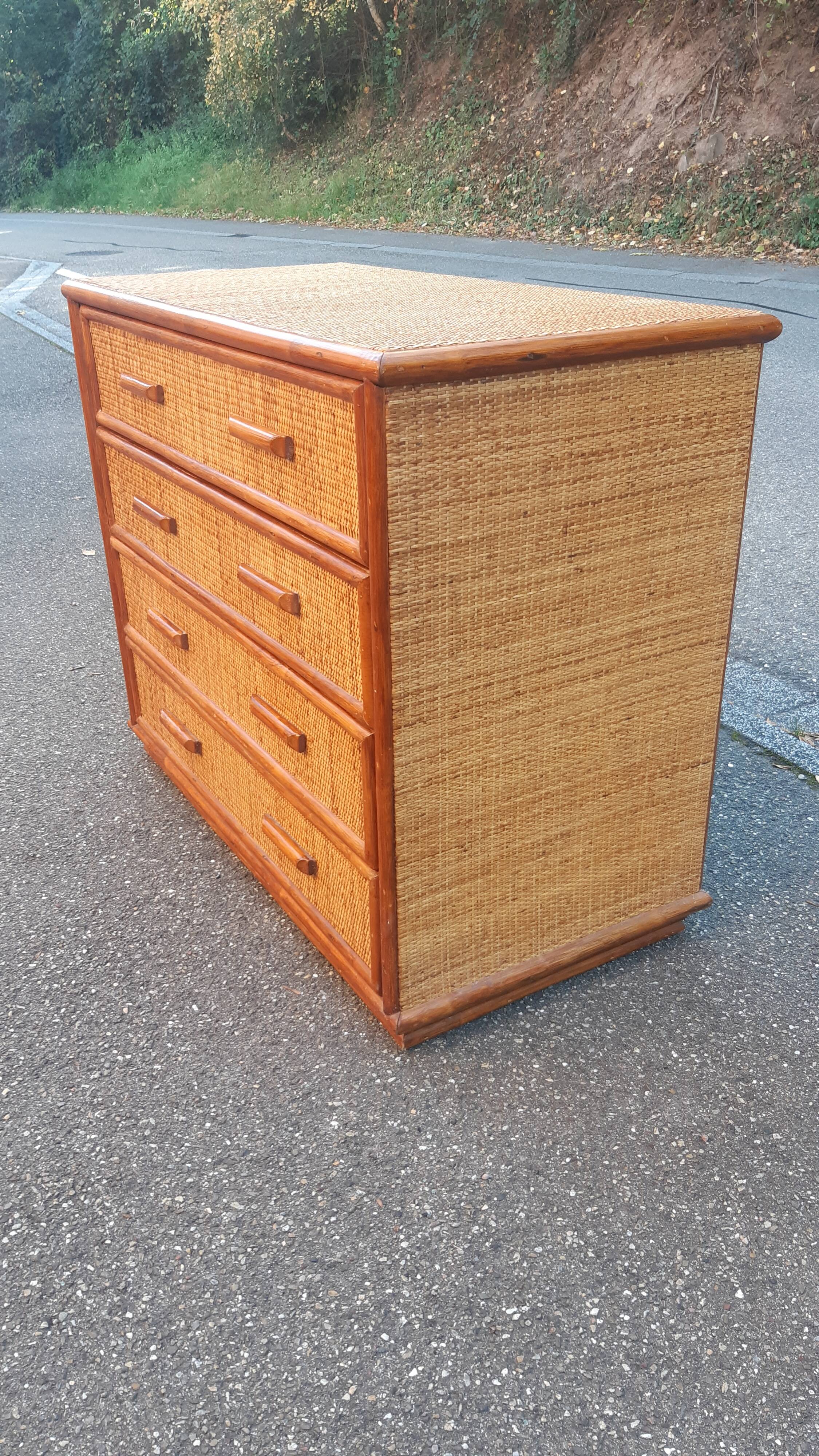Commode osier et bambou