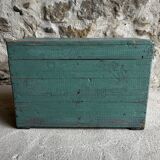 Patinated green wooden chest