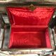 Old Box Storage Wood + Clamoir Metal Gilded Interior Fabric Red Vintage