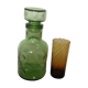 Carafe année 70 avec son verre à orangeade ambré