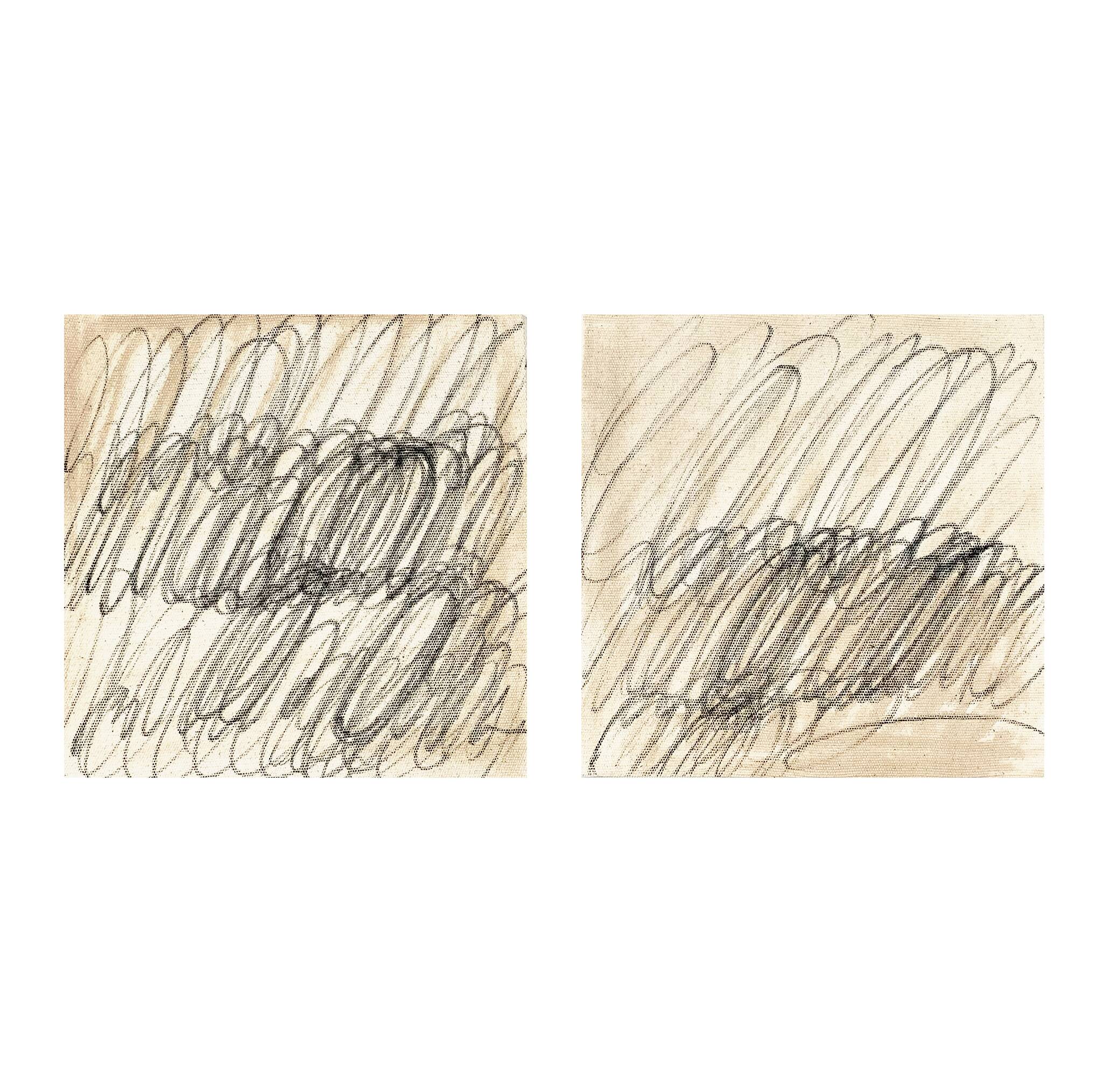 Set of abstract painting on canvas, 20x20cm