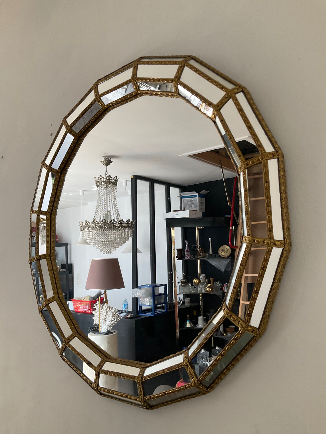 Vintage mirror in brass and parcloses 60s