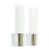 Mid Century Opaline Glass & Chrome Wall Lights from Limburg, Germany, 1970s