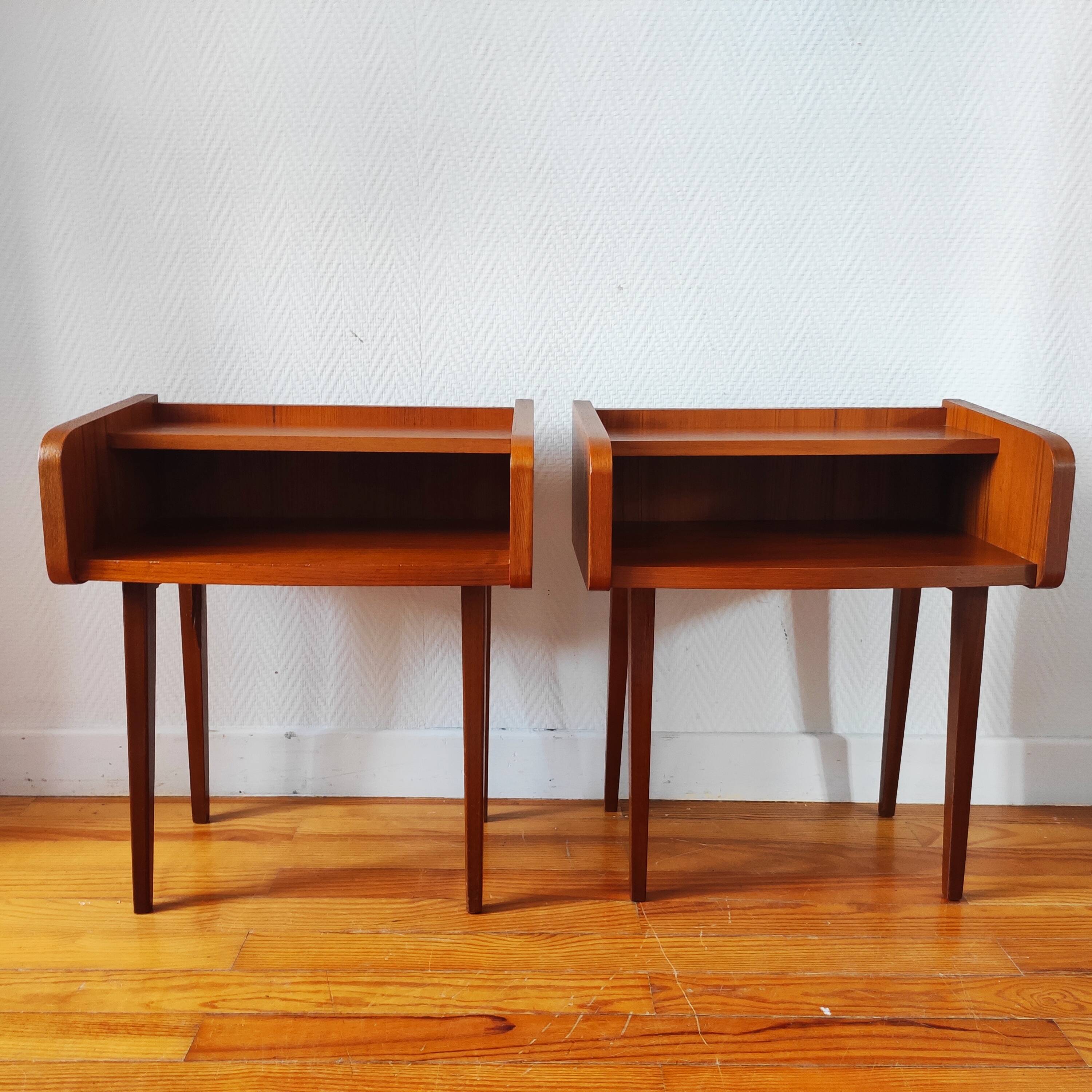 Pair of vintage Scandinavian bedside tables from the 1960s