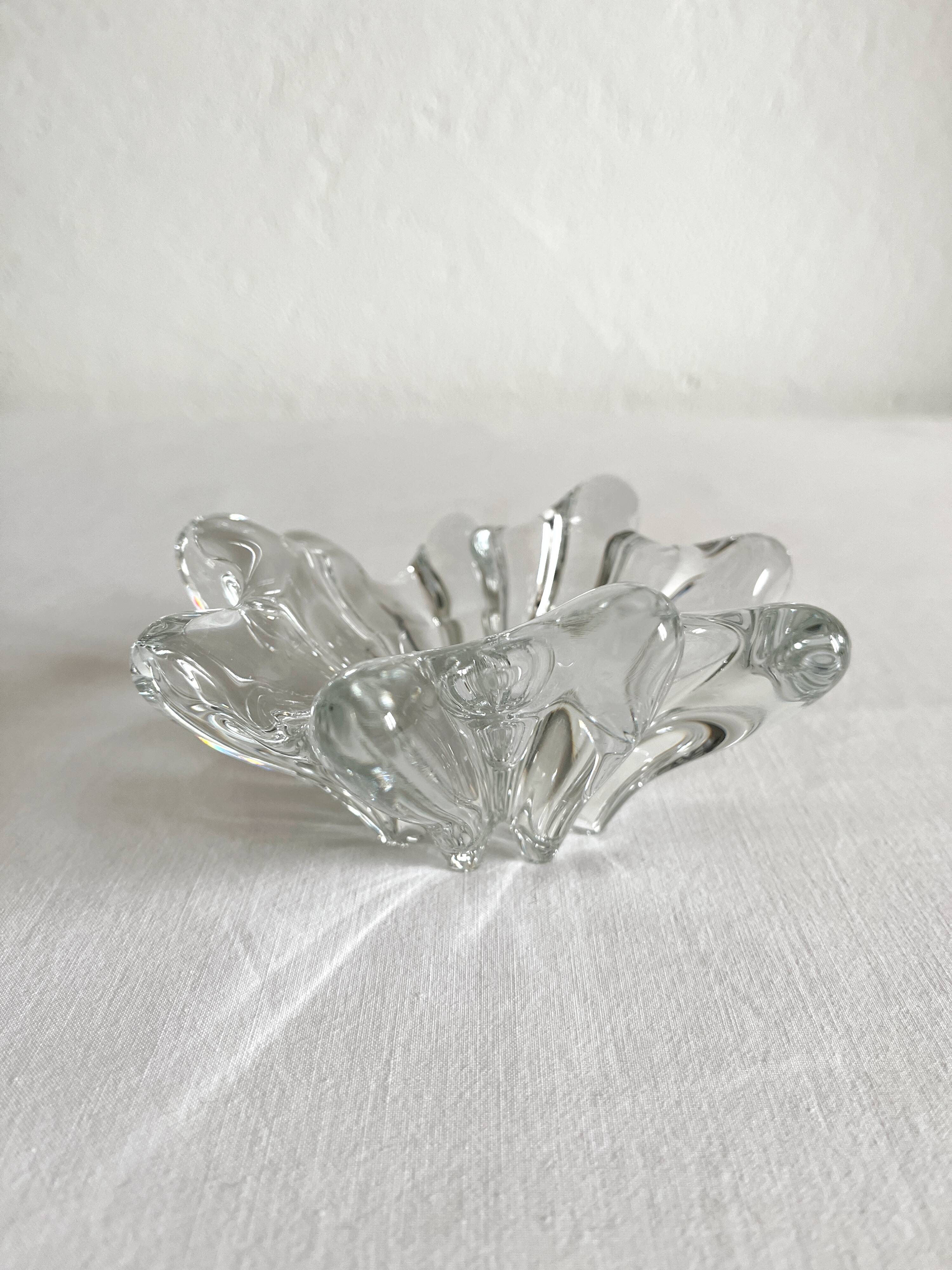 Vintage 70s organic shaped crystal ashtray