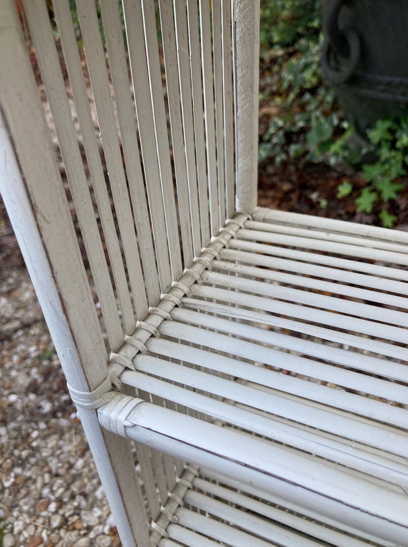 Vintage white rattan wall shelf