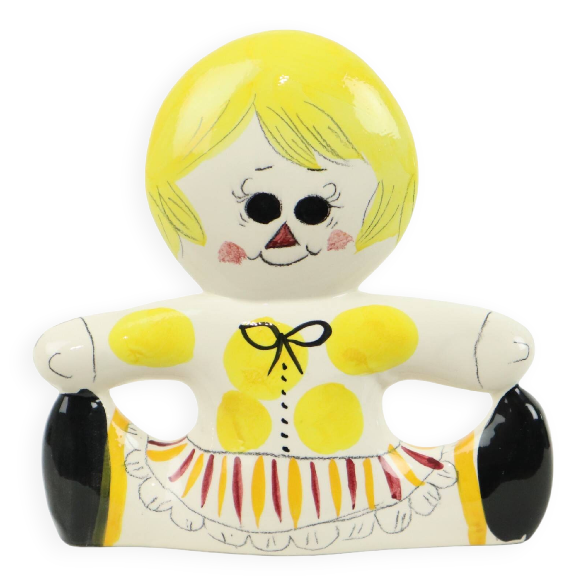 Vintage Italian Money Box Quadrifoglio Ceramic Doll Rag Doll Sixties