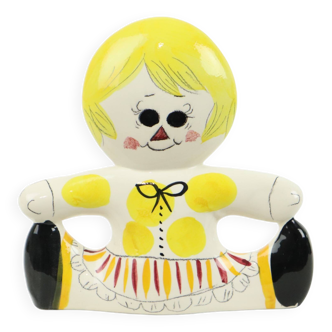 Vintage Italian Money Box Quadrifoglio Ceramic Doll Rag Doll Sixties