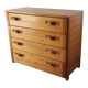 Commode vintage en pin massif et cuir, 1970