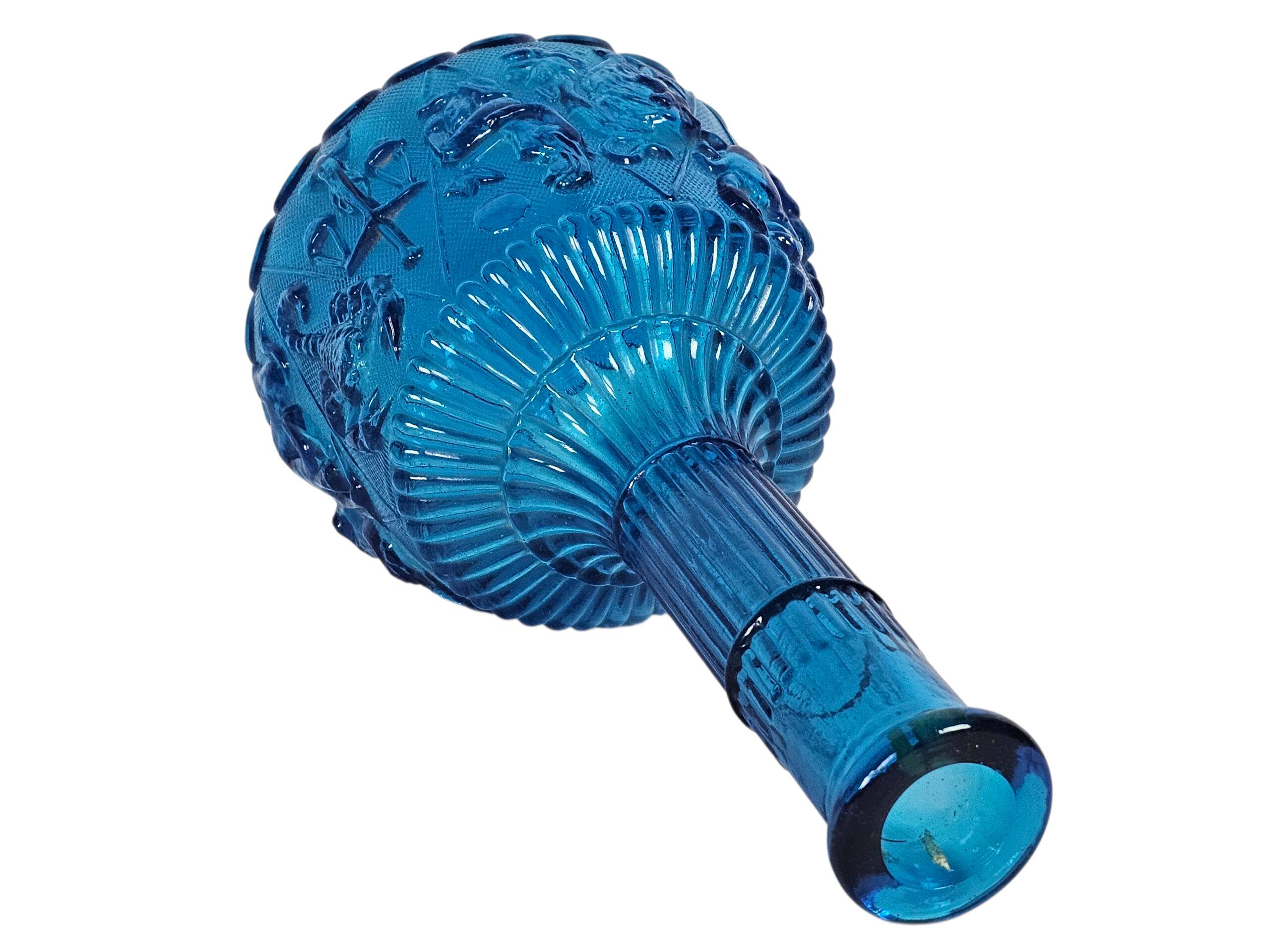 Empoli glass - Vintage vase - Zodiac - clear blue - Italy - 1960s